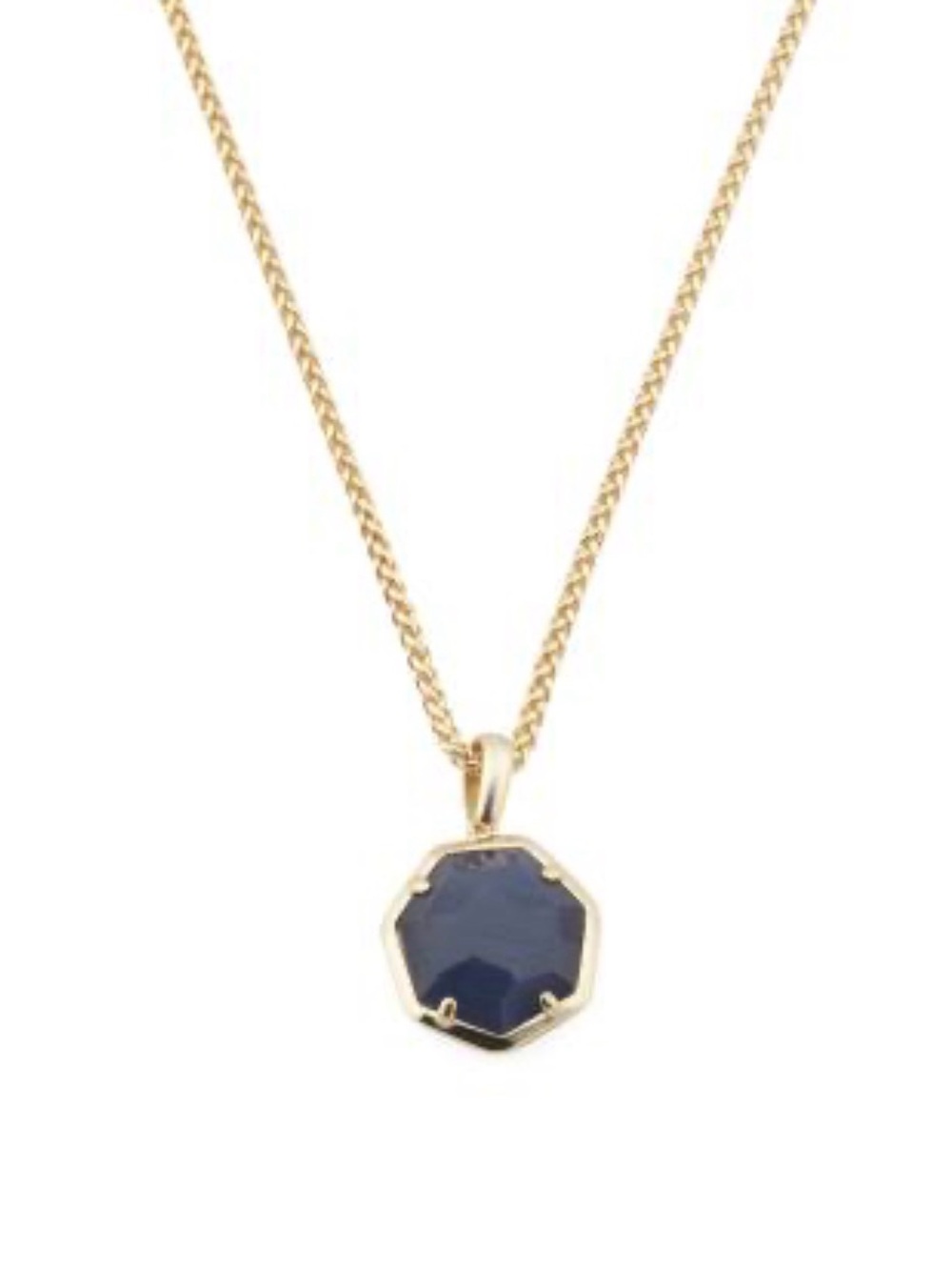 Gold Chain Necklace with Dark Blue Octagon Pendant Cynthia Cat-eye
